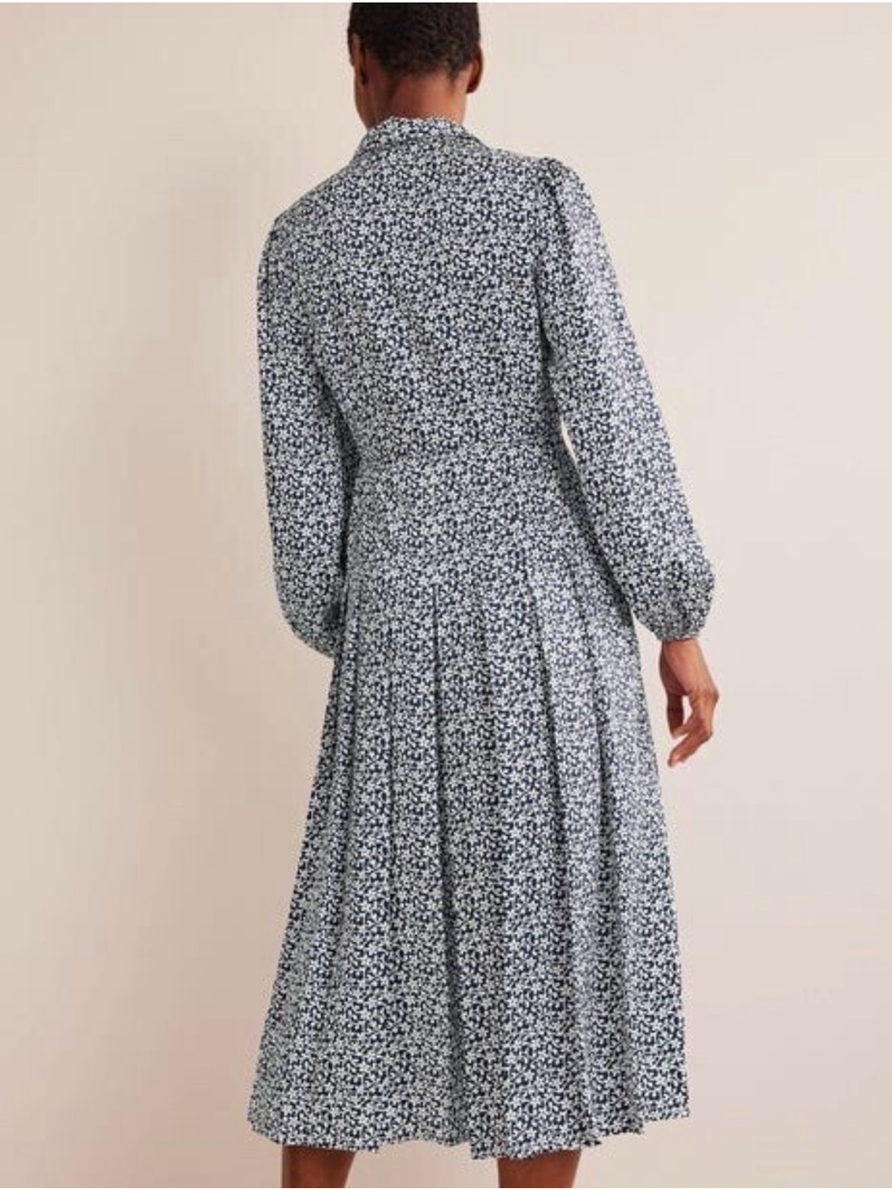 Boden Navy and White Floral Midi Shirt Dress - Picture 2 of 14